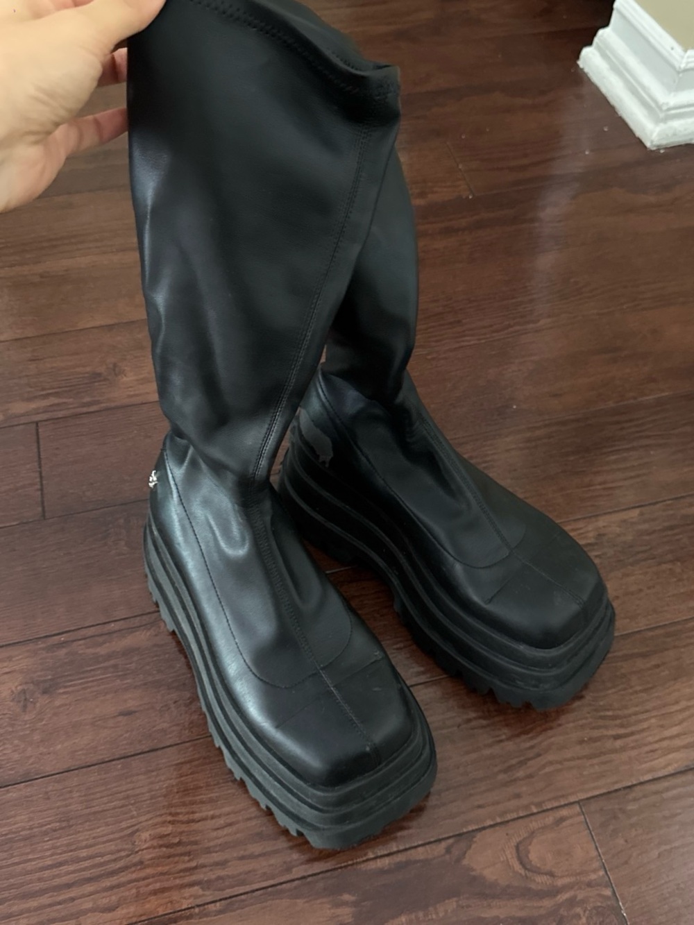 Naked Wolfe Black Chunky Platform Pull-On Boots